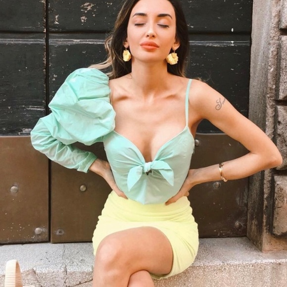 ZARA ONE SHOULDER CROP TOP - Picture 3 of 12